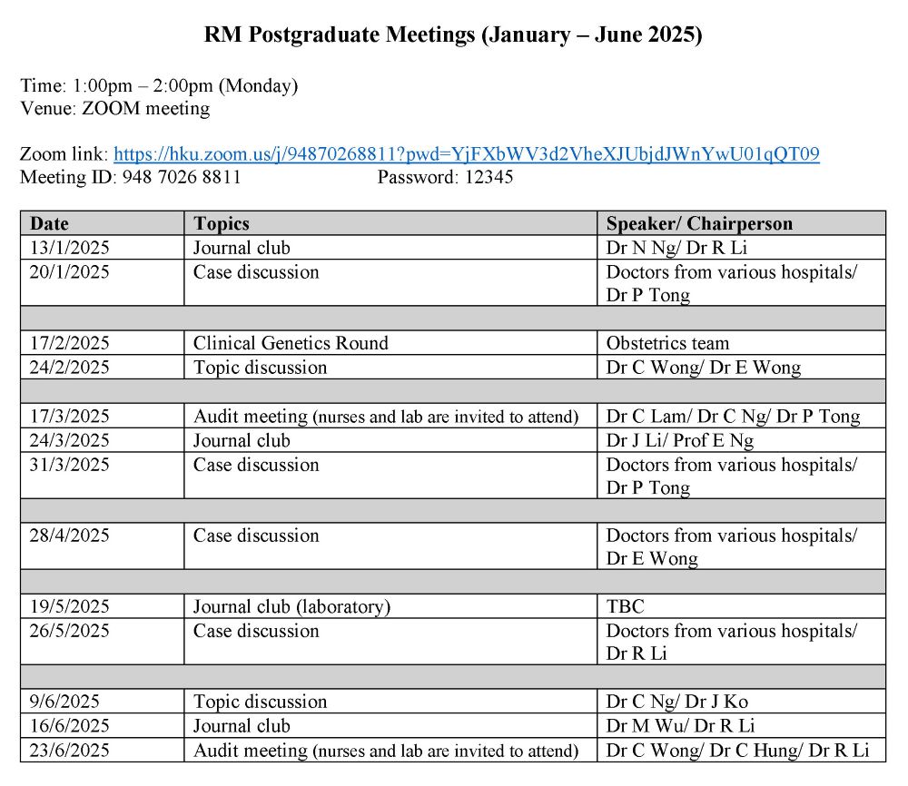 RM Network Meetings 2025 Jan - Jun